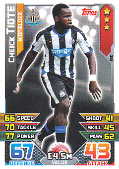 Cheick Tiote Newcastle United 2015/16 Topps Match Attax #190